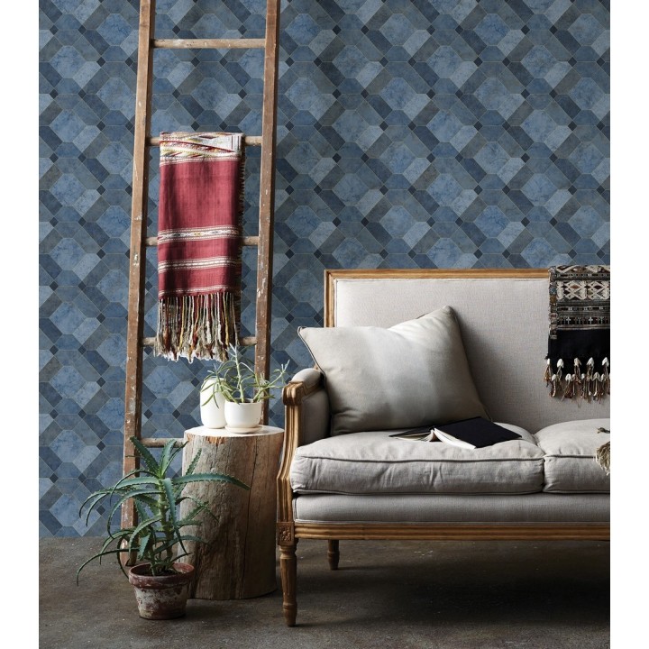 Papel pintado azulejos de piedra geométricos - Tarsis 679637