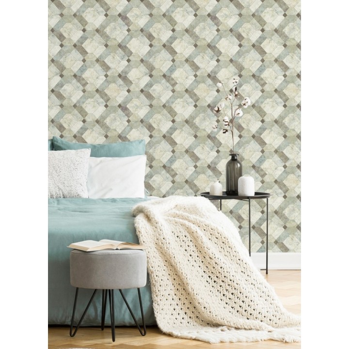 Papel pintado azulejos de piedra geométricos - Tarsis 679638