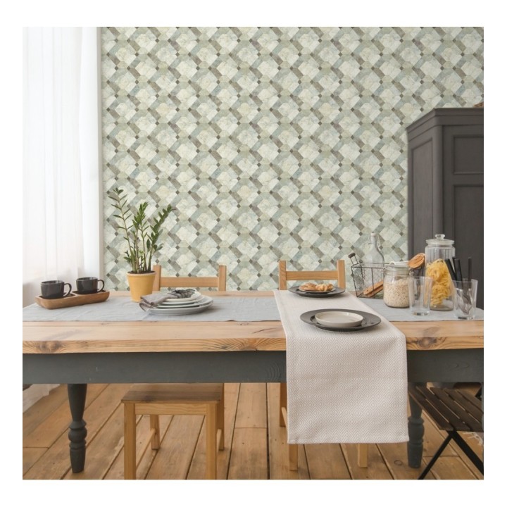 Papel pintado azulejos de piedra geométricos - Tarsis 679638