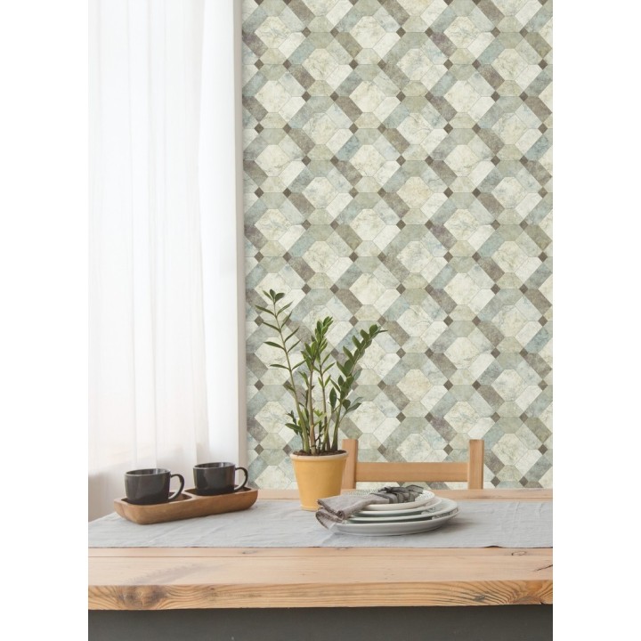 Papel pintado azulejos de piedra geométricos - Tarsis 679638