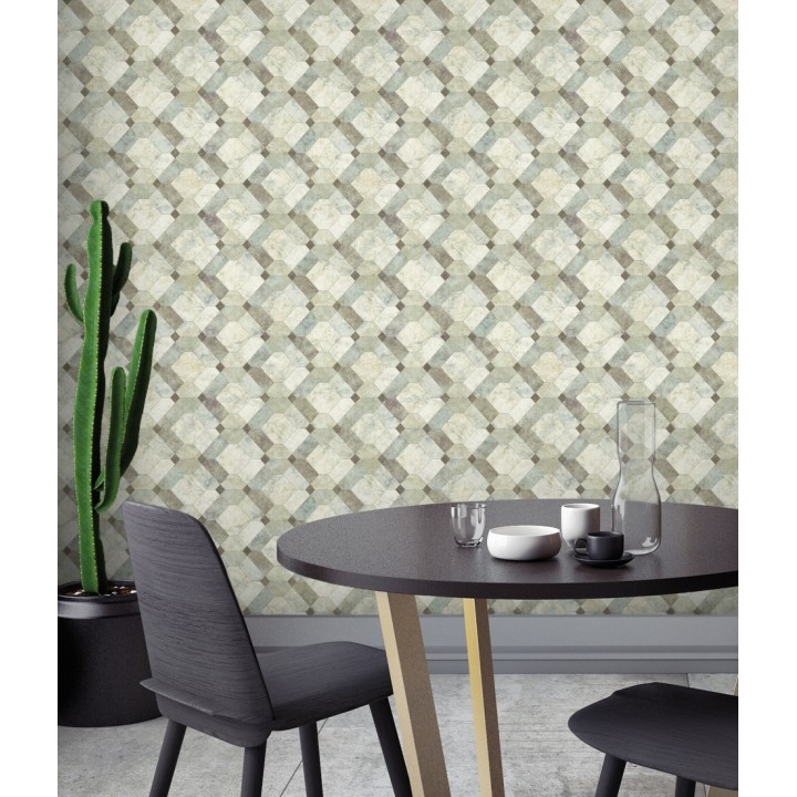 Papel pintado azulejos de piedra geométricos - Tarsis 679638