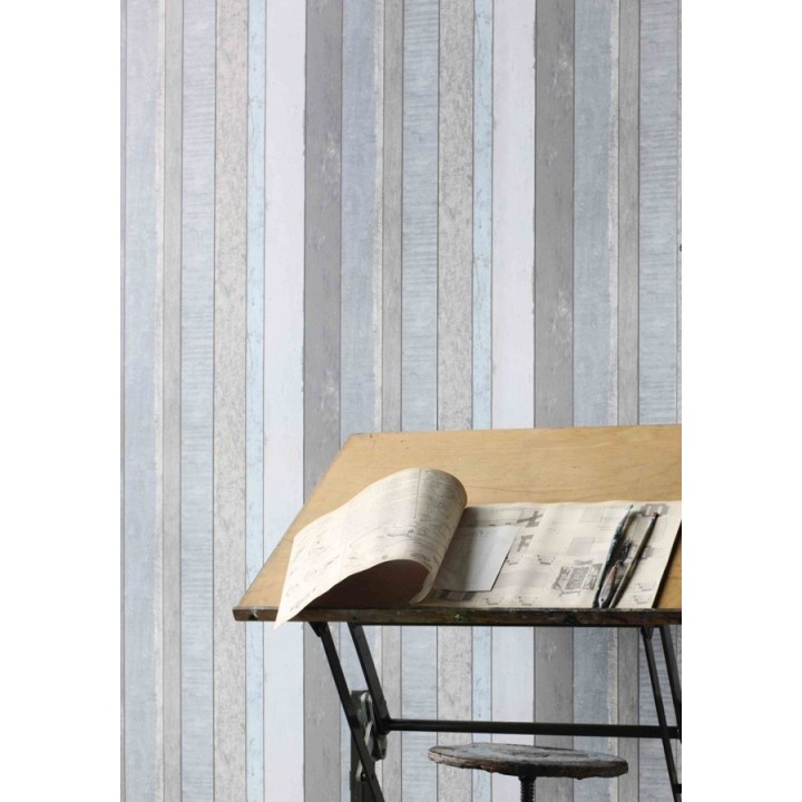 Papel pintado listones de madera multicolor estilo tropical - Gandario 8391