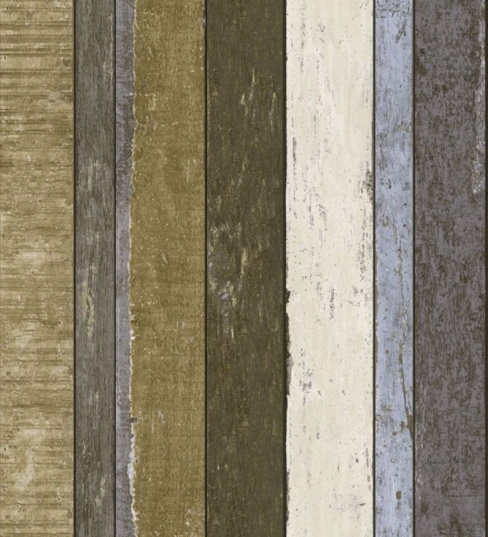 Papel pintado listones de madera multicolor estilo tropical - Gandario 8394