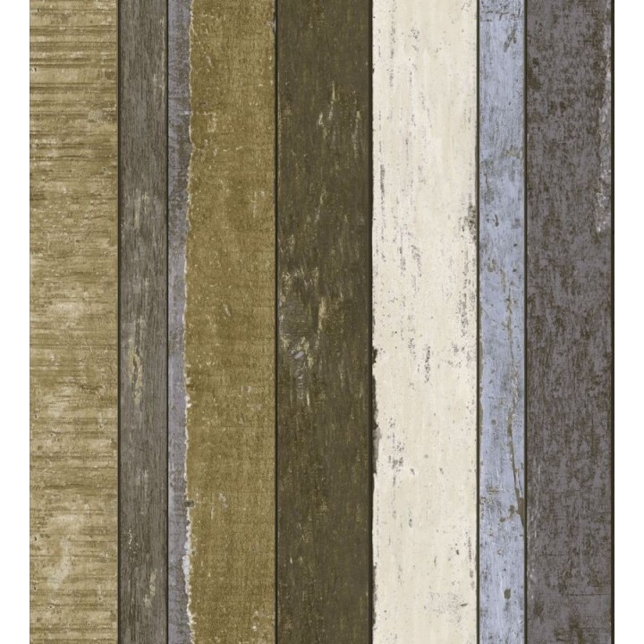 Papel pintado listones de madera multicolor estilo tropical - Gandario 8394