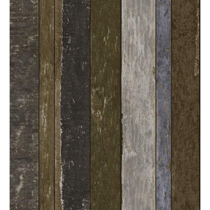 Papel pintado listones de madera multicolor estilo tropical - Gandario 8395