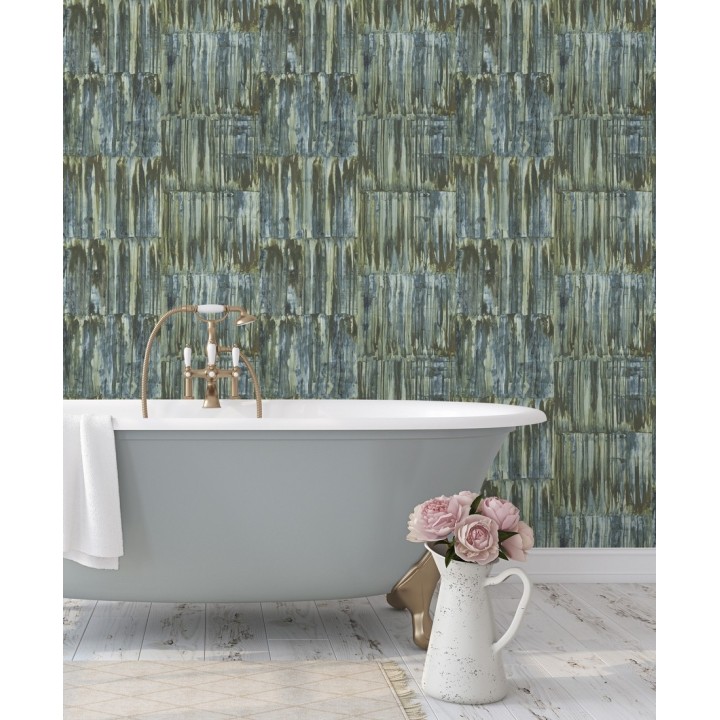 Papel pintado de metal cepillado con óxido - Kansas Hall 679642