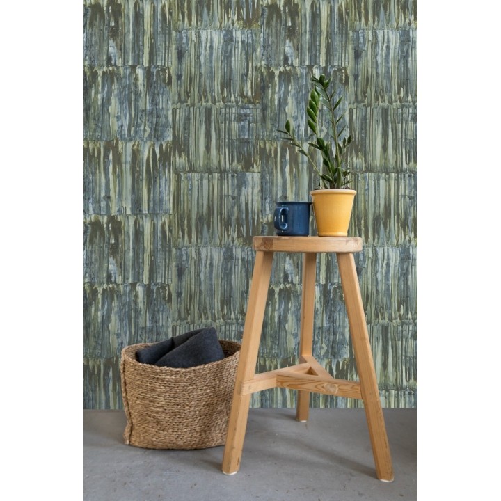 Papel pintado de metal cepillado con óxido - Kansas Hall 679642