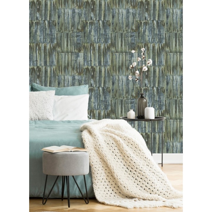 Papel pintado de metal cepillado con óxido - Kansas Hall 679642