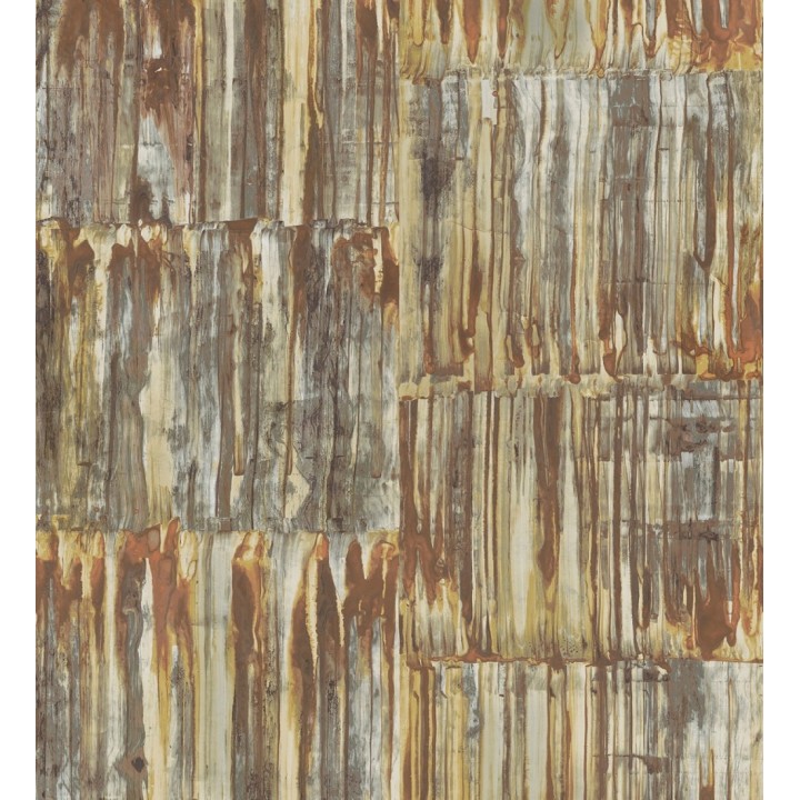 Papel pintado de metal cepillado con óxido - Kansas Hall 679643
