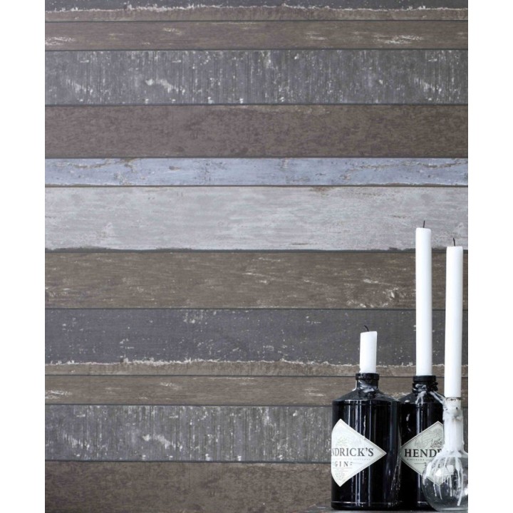 Papel pintado listones de madera multicolor estilo tropical - Gandario 8395