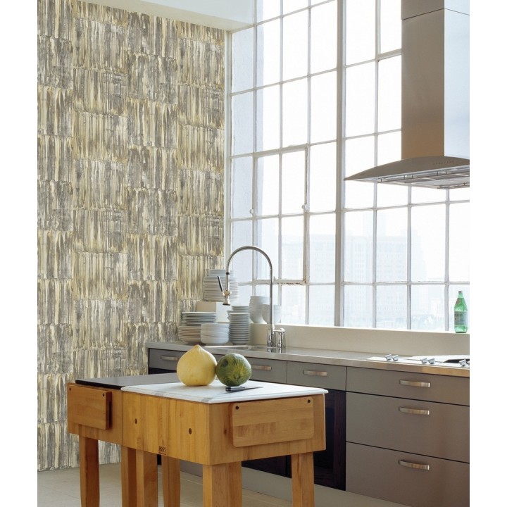 Papel pintado de metal cepillado con óxido - Kansas Hall 679645