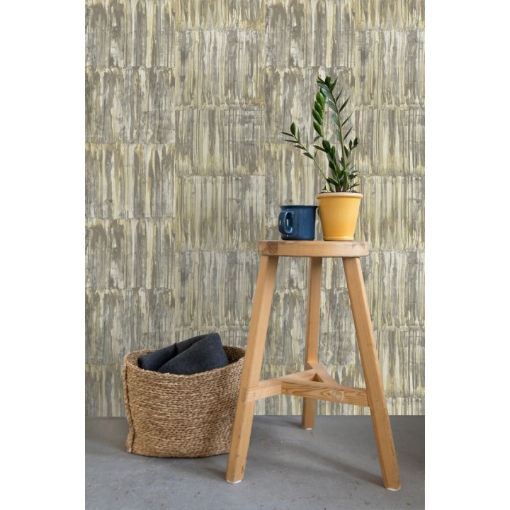 Papel pintado de metal cepillado con óxido - Kansas Hall 679645