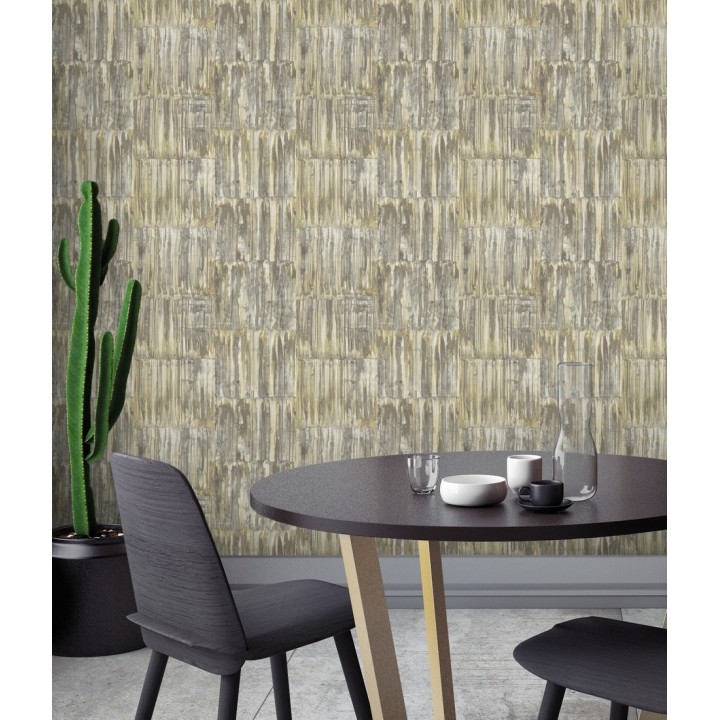Papel pintado de metal cepillado con óxido - Kansas Hall 679645