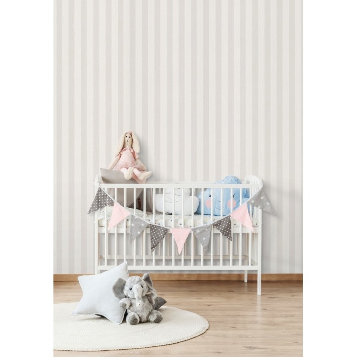 Papel pintado rayas infantiles bicolor - Raya Alhena 8710