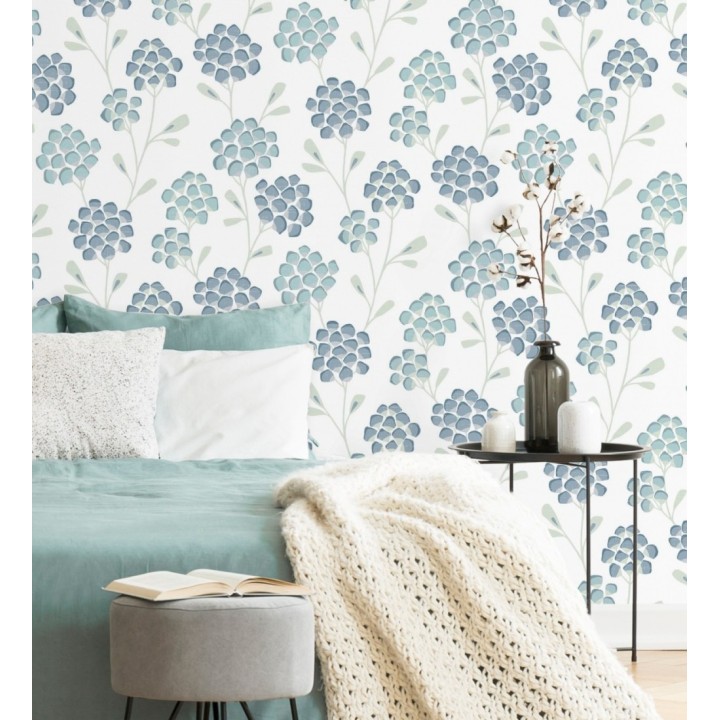 Papel pintado flores con hojas geométricas estilo nórdico - Covent Garden 679648