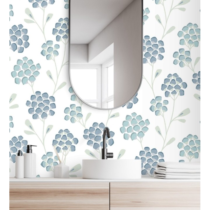 Papel pintado flores con hojas geométricas estilo nórdico - Covent Garden 679648