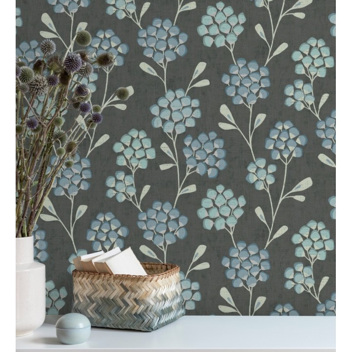 Papel pintado flores con hojas geométricas estilo nórdico - Covent Garden 679649