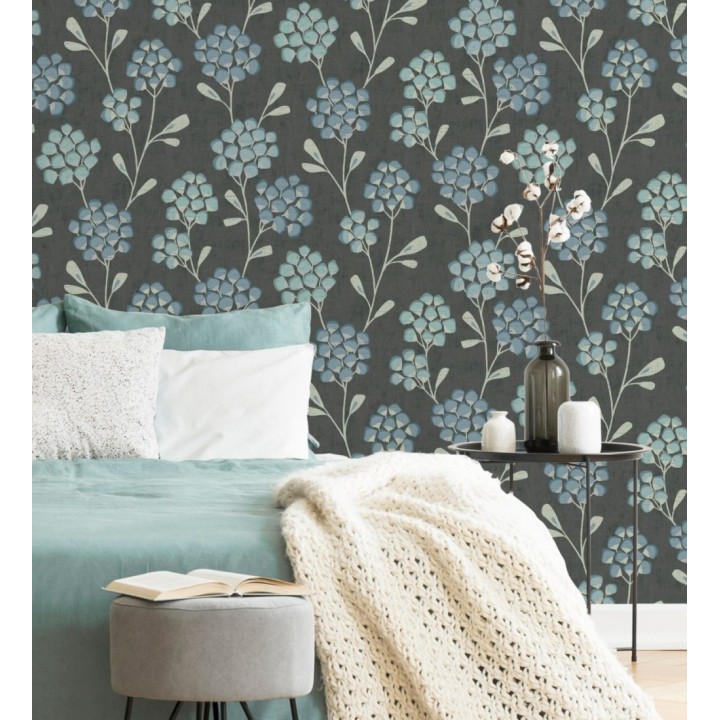 Papel pintado flores con hojas geométricas estilo nórdico - Covent Garden 679649