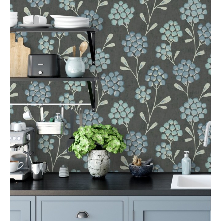 Papel pintado flores con hojas geométricas estilo nórdico - Covent Garden 679649