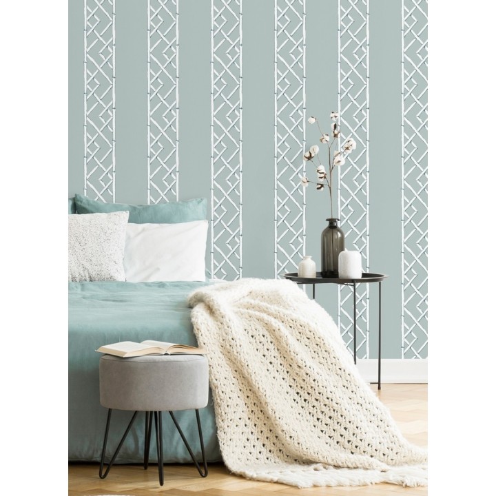 Papel pintado rayas de celosía de bambú - Henrik Palace 679654