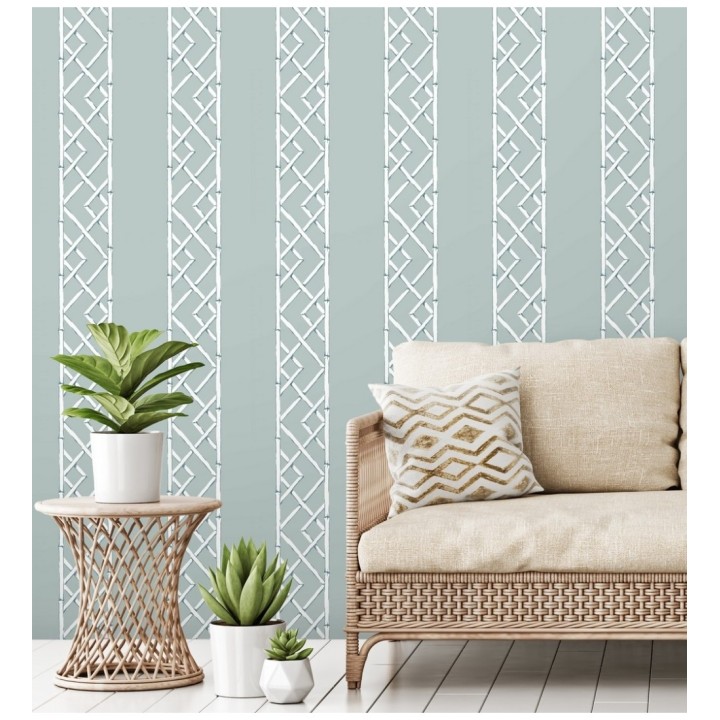Papel pintado rayas de celosía de bambú - Henrik Palace 679654