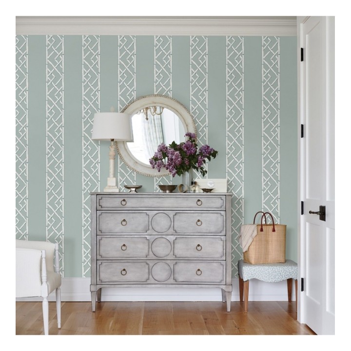 Papel pintado rayas de celosía de bambú - Henrik Palace 679654