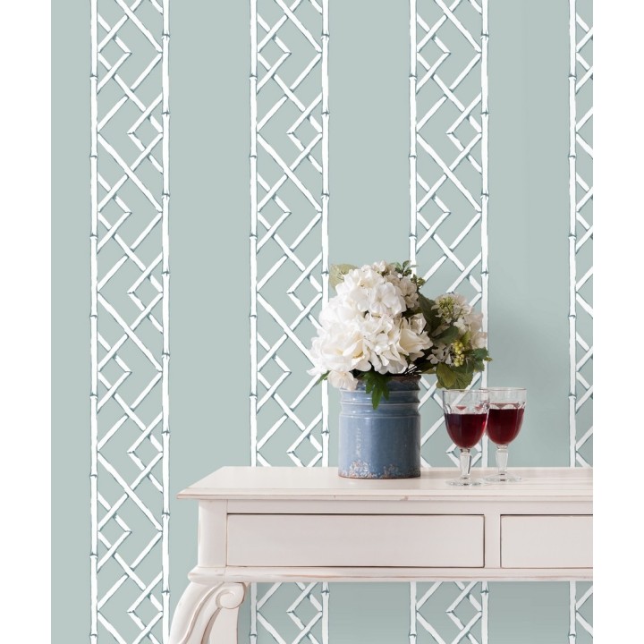Papel pintado rayas de celosía de bambú - Henrik Palace 679654