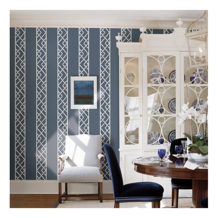 Papel pintado rayas de celosía de bambú - Henrik Palace 679655