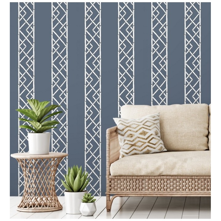 Papel pintado rayas de celosía de bambú - Henrik Palace 679655