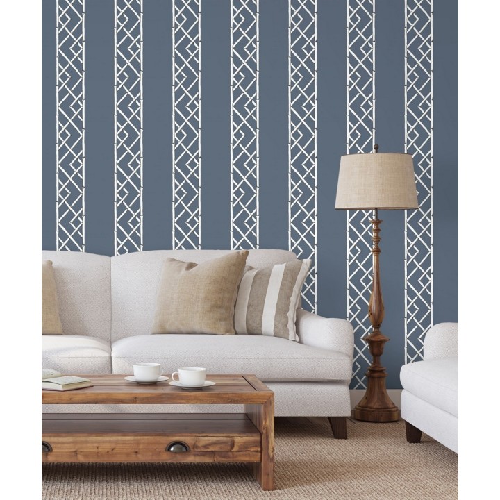 Papel pintado rayas de celosía de bambú - Henrik Palace 679655