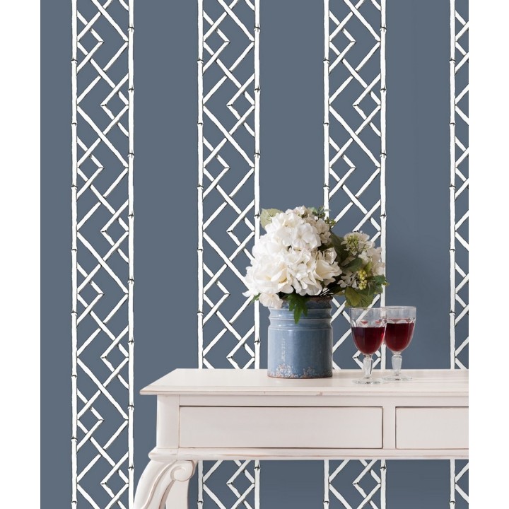Papel pintado rayas de celosía de bambú - Henrik Palace 679655