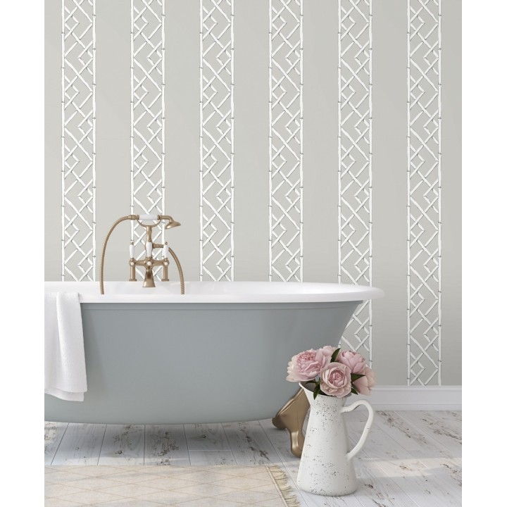 Papel pintado rayas de celosía de bambú - Henrik Palace 679656