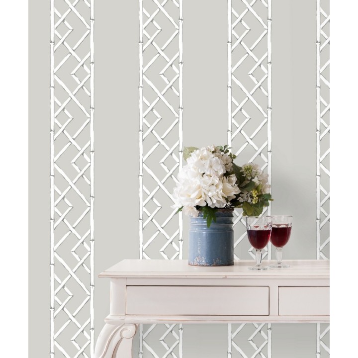 Papel pintado rayas de celosía de bambú - Henrik Palace 679656