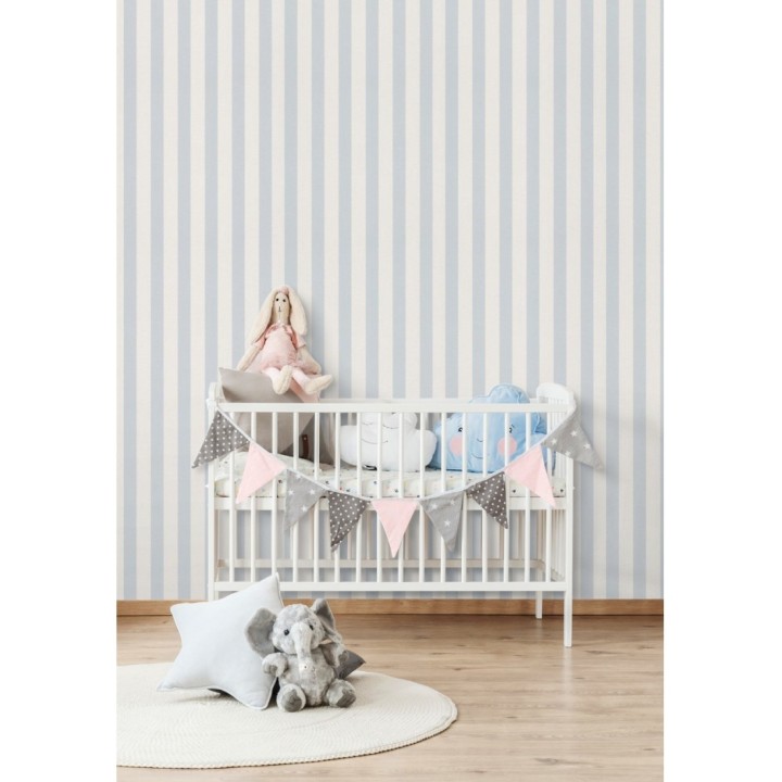 Papel pintado rayas infantiles bicolor - Raya Alhena 8712