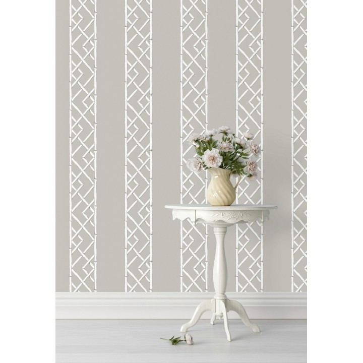 Papel pintado rayas de celosía de bambú - Henrik Palace 679657