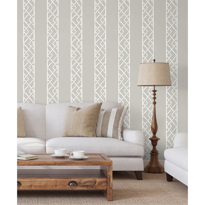 Papel pintado rayas de celosía de bambú - Henrik Palace 679657