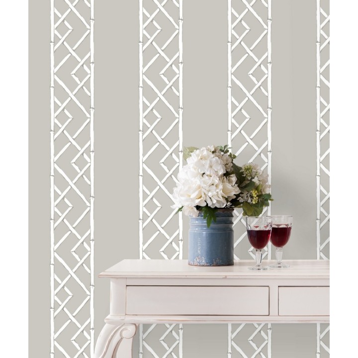 Papel pintado rayas de celosía de bambú - Henrik Palace 679657