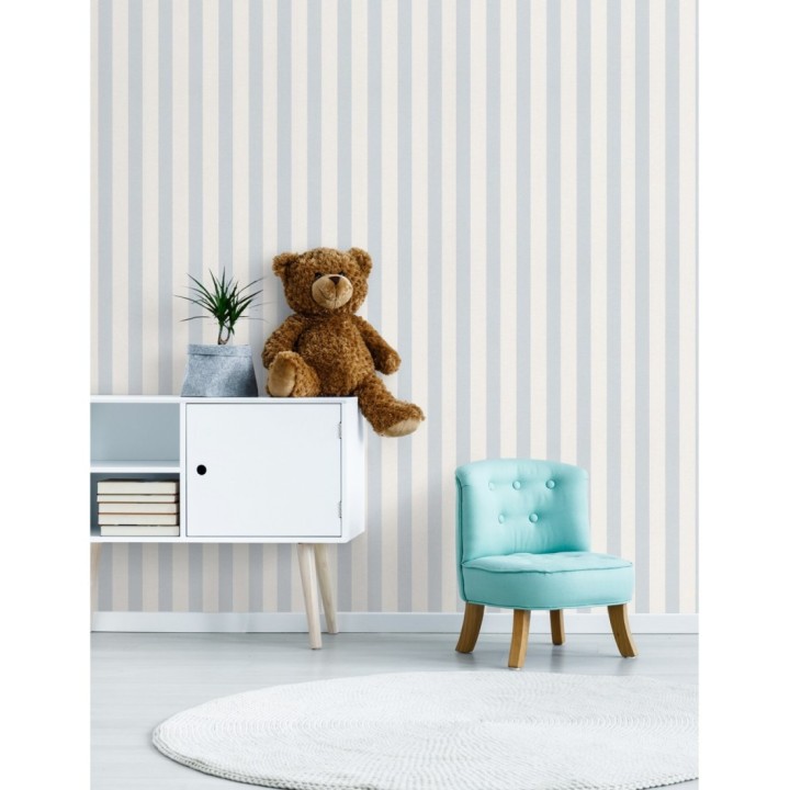 Papel pintado rayas infantiles bicolor - Raya Alhena 8712