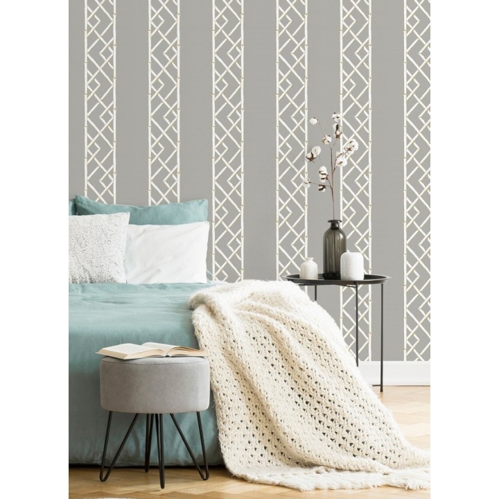 Papel pintado rayas de celosía de bambú - Henrik Palace 679658