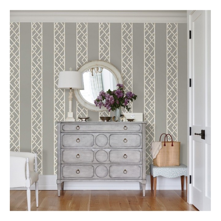 Papel pintado rayas de celosía de bambú - Henrik Palace 679658