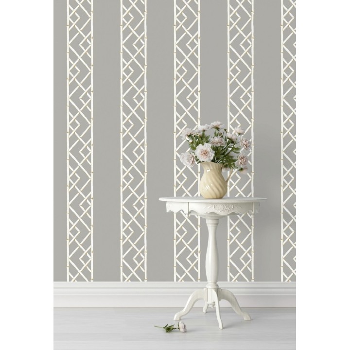 Papel pintado rayas de celosía de bambú - Henrik Palace 679658