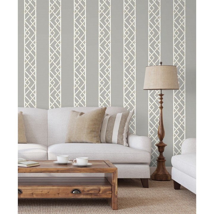 Papel pintado rayas de celosía de bambú - Henrik Palace 679658