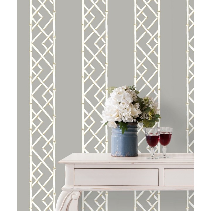 Papel pintado rayas de celosía de bambú - Henrik Palace 679658