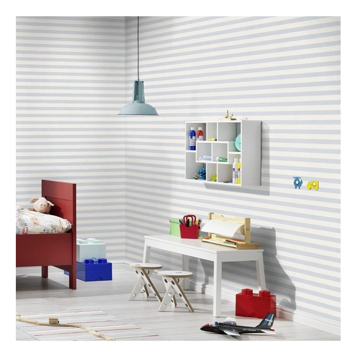 Papel pintado rayas infantiles bicolor - Raya Alhena 8712