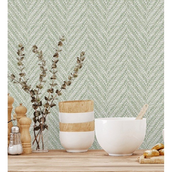 Papel pintado de espigas efecto fibra vegetal con textura - Mumbai 679663