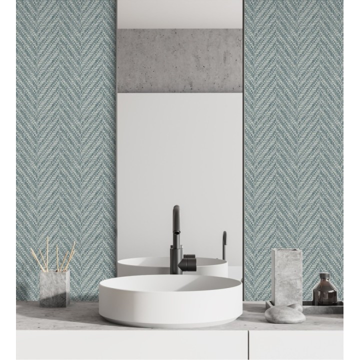 Papel pintado de espigas efecto fibra vegetal con textura - Mumbai 679664