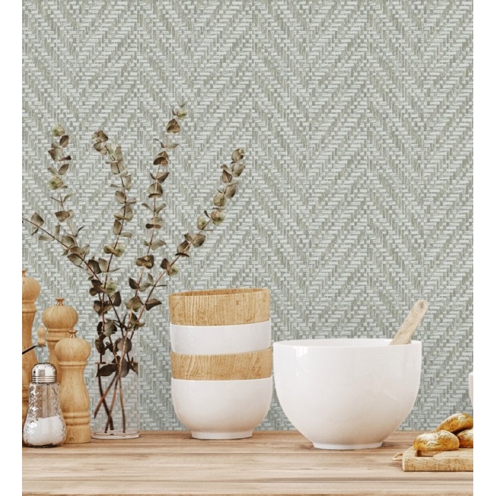 Papel pintado de espigas efecto fibra vegetal con textura - Mumbai 679666