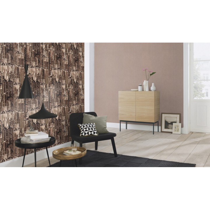 Papel pintado edificios del skyline tonos sepia - Beever 8784