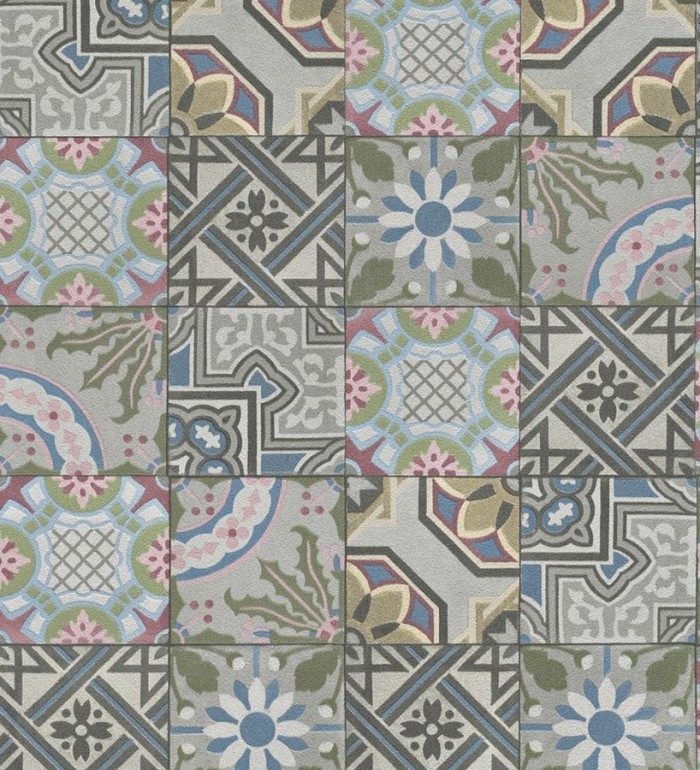 Papel pintado mosaico árabe de azulejos multicolor - Misuri 8816