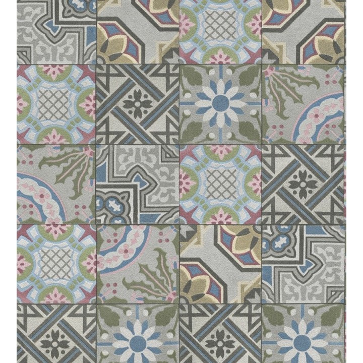 Papel pintado mosaico árabe de azulejos multicolor - Misuri 8816